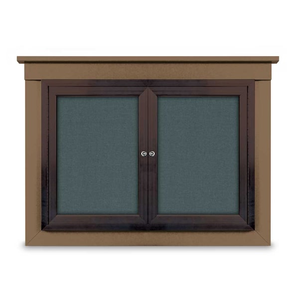 18"x24" 1-Door Enclosed Letterboard, Header, Grey Vinyl/Lt Oak